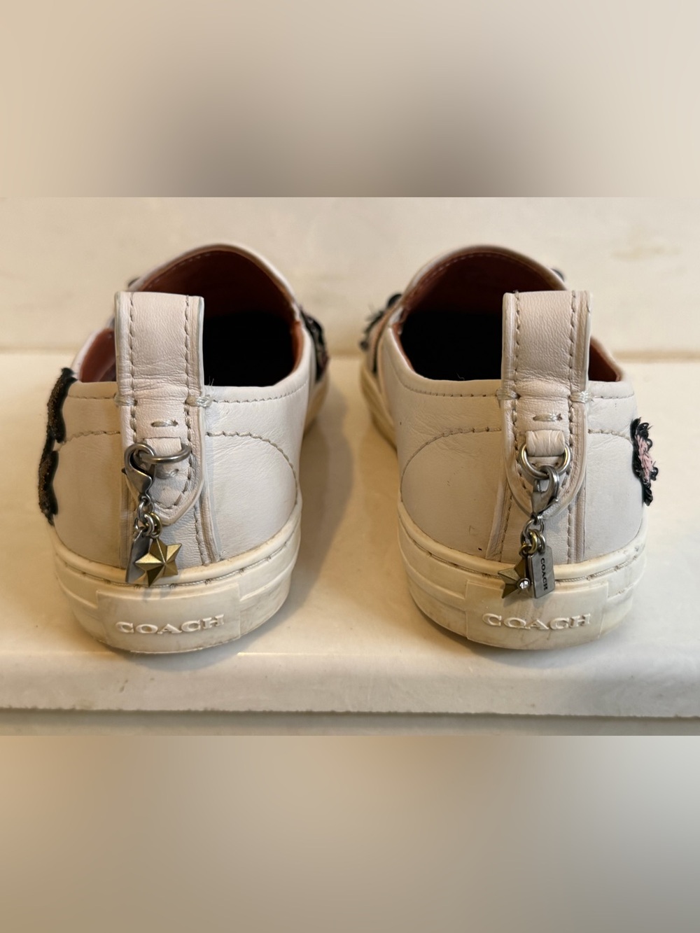 Coach Embellished Stars and Clouds White Slip-On Sneakers C115 - Picture 4 of 9